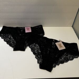 NWT Lot of 2 Savage X Fenty by Rihanna High Leg Sexy Black Lace Cheeky Panty 1X